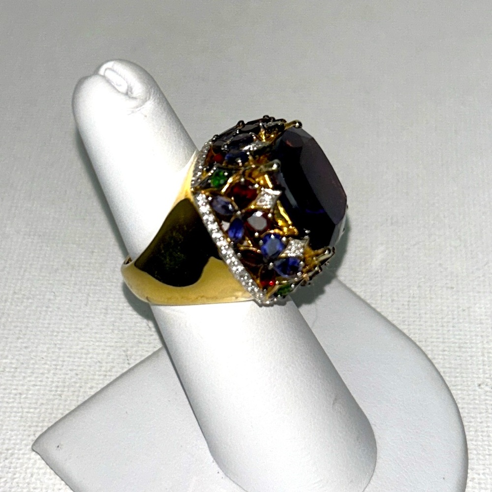 Chuck Clemency Genuine Amethyst Garnet 14K/925 Sterling Silver Statement Ring - Picture 5 of 12